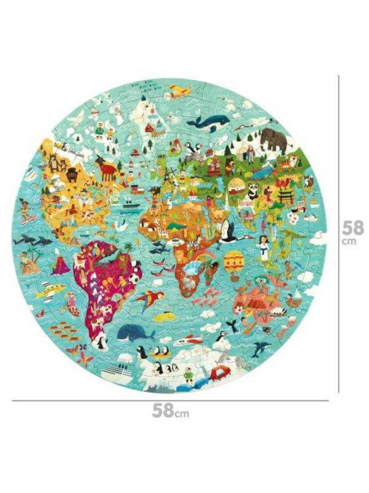 BOPPI, Puzzle okrągłe 58 cm - Mapa świata 150 elem.