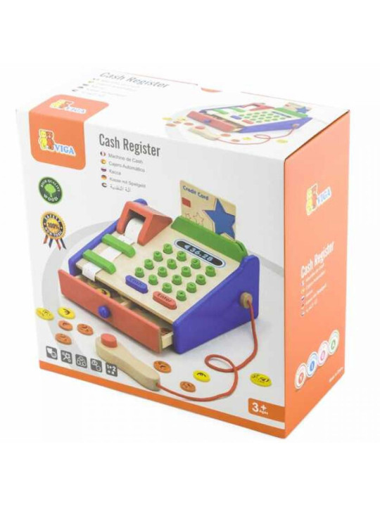 Drewniana Kasa sklepowa z akcesoriami Skaner Viga Toys Montessori