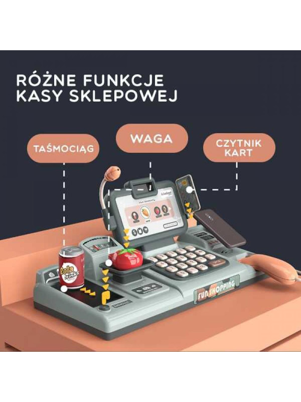 WOOPIE Kasa Sklepowa Dla Dzieci Skaner Waga Mikrofon + 25 Akcesoriów