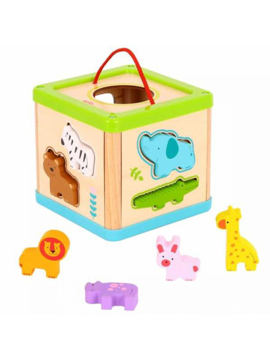 TOOKY TOY Drewniany Sorter Kostka Edukacyjna Zwierzątka