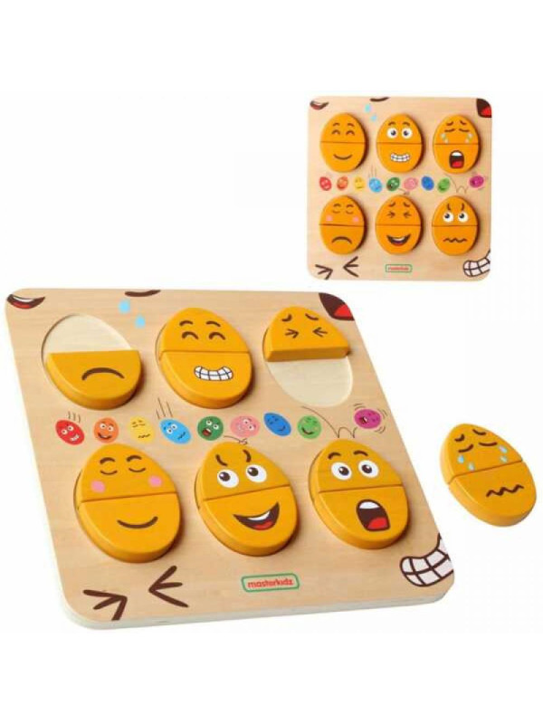 MASTERKIDZ Tablica do Nauki Emocji Drewniane Jajka jaki Humor? Montessori