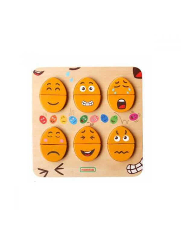 MASTERKIDZ Tablica do Nauki Emocji Drewniane Jajka jaki Humor? Montessori