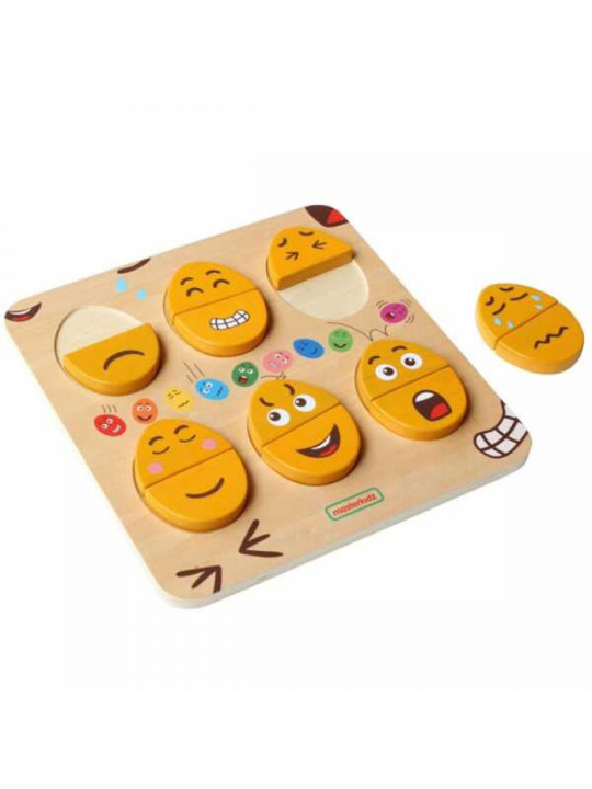 MASTERKIDZ Tablica do Nauki Emocji Drewniane Jajka jaki Humor? Montessori