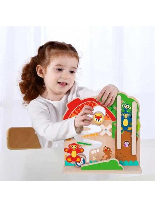 TOOKY TOY Drewniana Tablica Manipulacyjna Montessori Labirynt