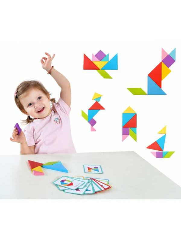 TOOKY TOY Drewniane Puzzle Tangram Układanka