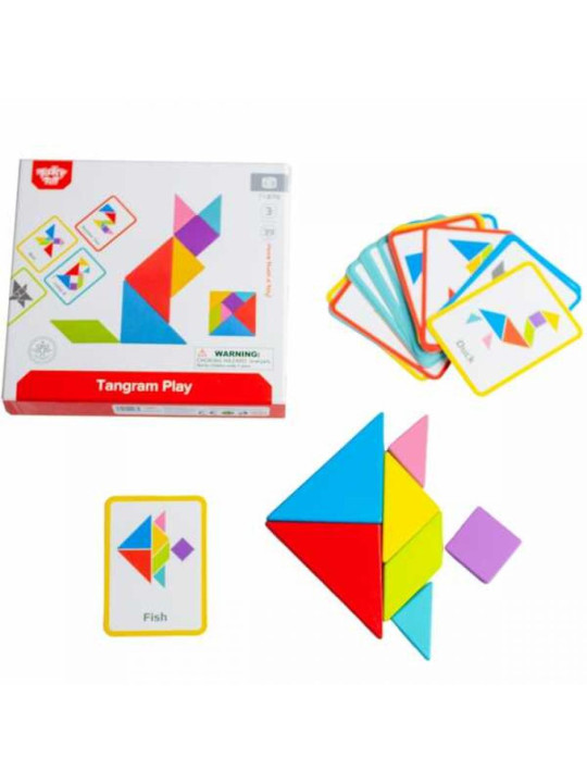 TOOKY TOY Drewniane Puzzle Tangram Układanka