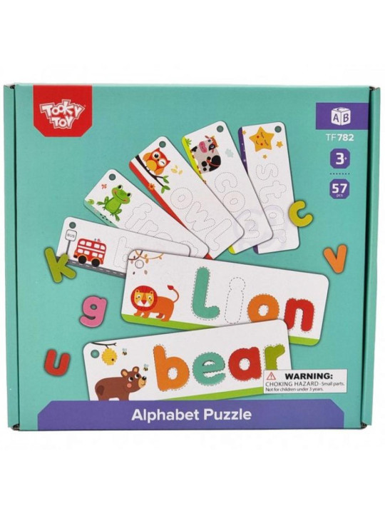 TOOKY TOY Puzzle Alfabet Montessori Nauka Literek Słów Zwierzątka 57 el.