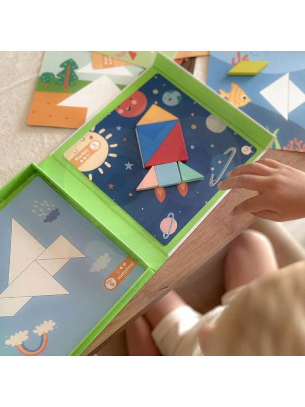 TOOKY TOY Puzzle Tangram Układanka dla Dzieci Nauka Kształtów Figury Kształty 18el.