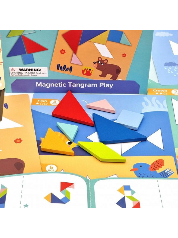 TOOKY TOY Puzzle Tangram Układanka dla Dzieci Nauka Kształtów Figury Kształty 18el.