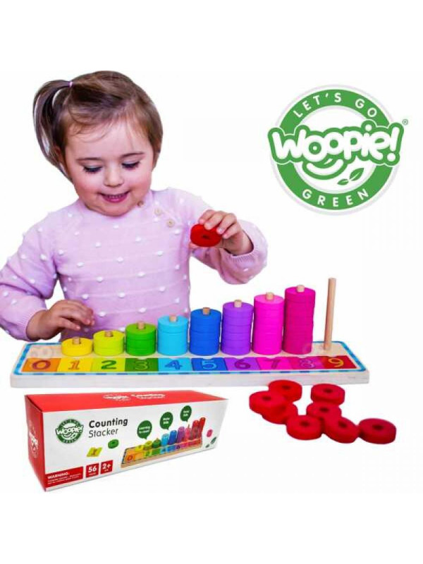 WOOPIE GREEN Układanka Nauka Liczenia i Kolorów Montessori 56 el.