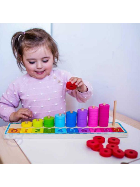 WOOPIE GREEN Układanka Nauka Liczenia i Kolorów Montessori 56 el.