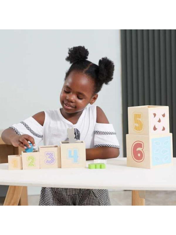 VIGA Drewniana Piramidka Układanka Klocki Sorter Montessori