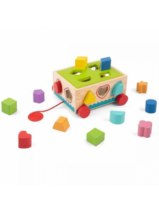 TOOKY TOY Drewniany Sorter Wózek Klocki 16 el.