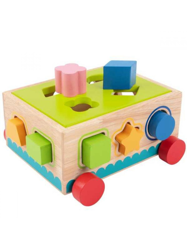 TOOKY TOY Drewniany Sorter Wózek Klocki 16 el.