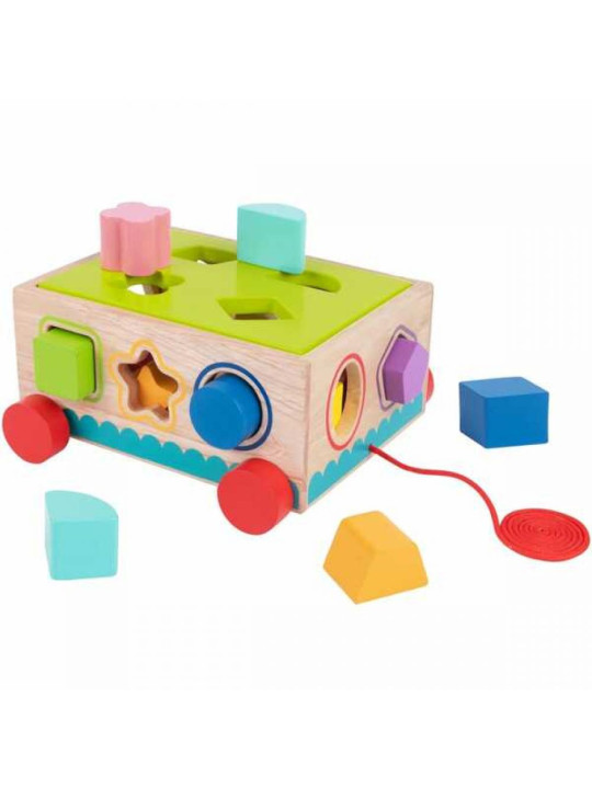 TOOKY TOY Drewniany Sorter Wózek Klocki 16 el.