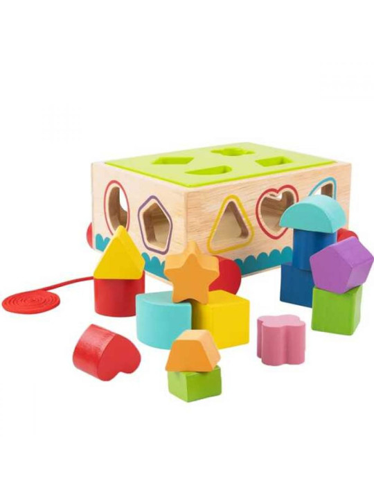 TOOKY TOY Drewniany Sorter Wózek Klocki 16 el.