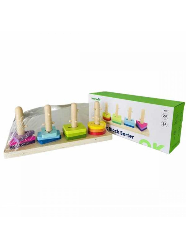 TOOKY TOY Sorter Kształtów z Kolorowymi Blokami Montessori