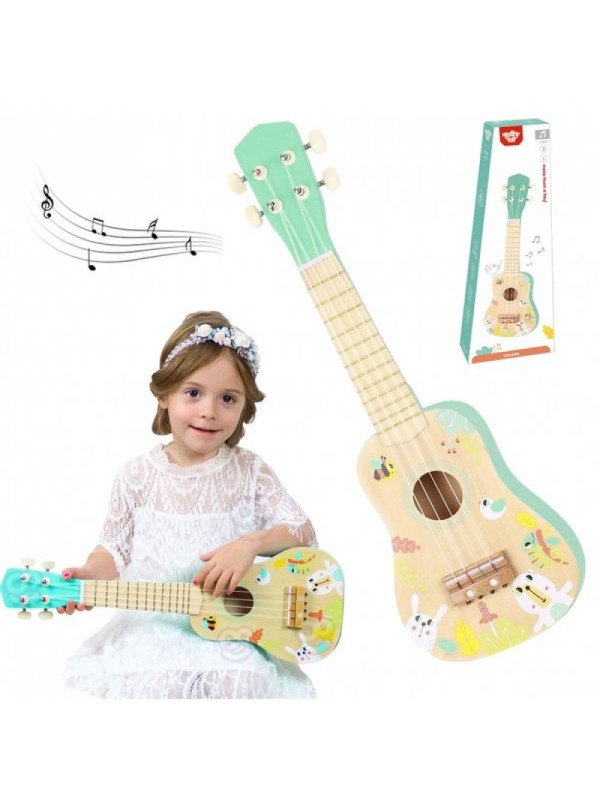 TOOKY TOY Drewniane Ukulele Gitara dla Dzieci 3+