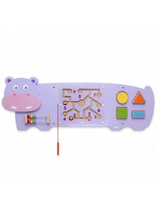 Sensoryczna tablica manipulacyjna Hipopotam drewniana Viga Toys Montessori