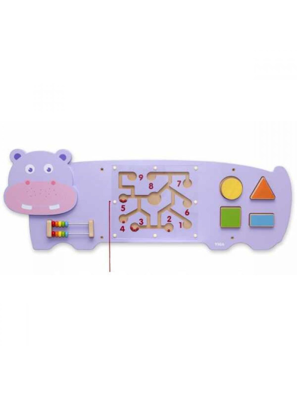 Sensoryczna tablica manipulacyjna Hipopotam drewniana Viga Toys Montessori