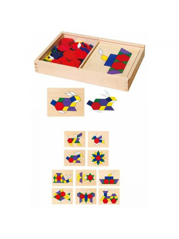 Drewniana Mozaika Geometryczna Viga Toys Klocki Dienesa Układanka Logiczna 148 el Montessori