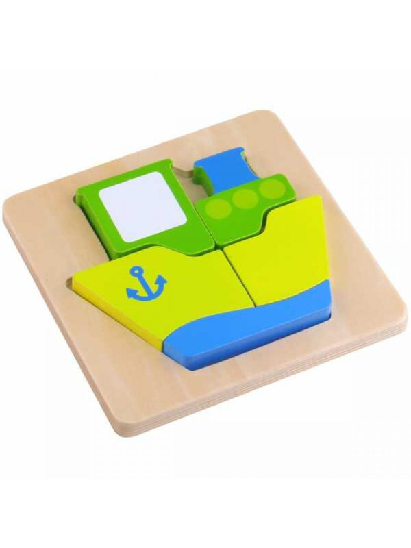 TOOKY TOY Puzzle Układanka Montessori Grube Klocki Statek 6 el.