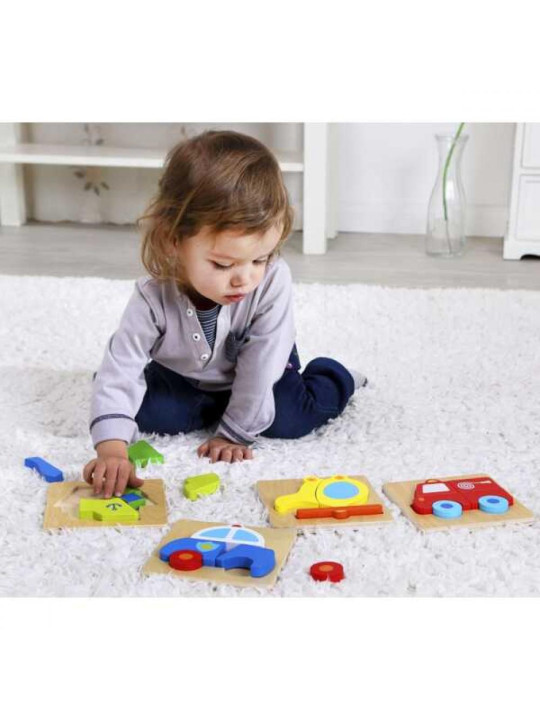 TOOKY TOY Puzzle Układanka Montessori Grube Klocki Statek 6 el.