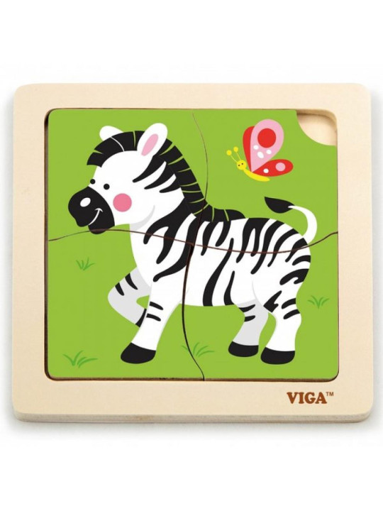 VIGA Poręczne Drewniane Puzzle Zebra