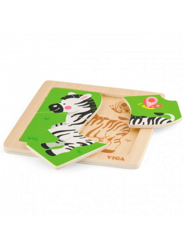 VIGA Poręczne Drewniane Puzzle Zebra