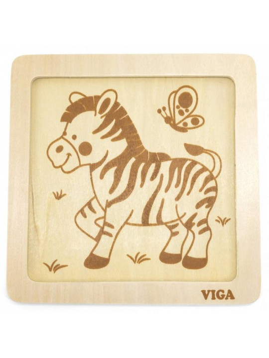 VIGA Poręczne Drewniane Puzzle Zebra