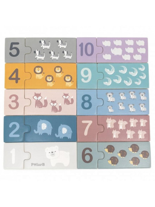 VIGA PolarB Drewniane Puzzle Numeryczne Cyferki Montessori