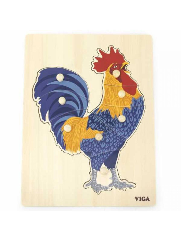 VIGA Drewniane Puzzle Montessori Kogut z Pinezkami