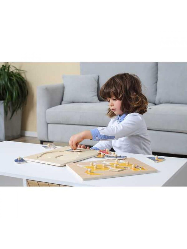 VIGA Drewniane Puzzle Montessori Kogut z Pinezkami