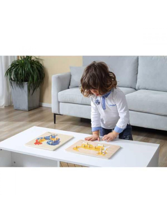 VIGA Drewniane Puzzle Montessori Kogut z Pinezkami