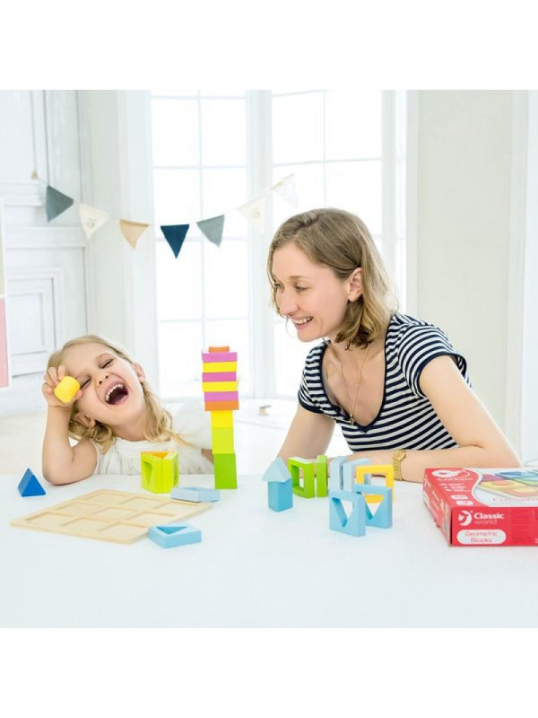 CLASSIC WORLD Układanka Geometryczna Klocki Sorter MONTESSORI 28 el.