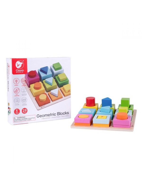 CLASSIC WORLD Układanka Geometryczna Klocki Sorter MONTESSORI 28 el.