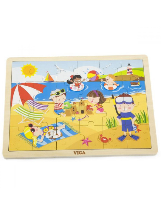 VIGA Drewniane Puzzle Lato 24 Elementy