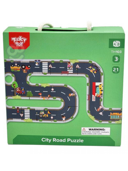 TOOKY TOY Droga Autostrada Puzzle + Pojazdy Samochody Znaki Drogowe