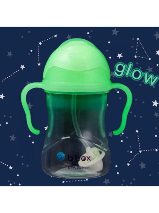 Bidon ze słomką 240ml, Glow in the dark, b.box