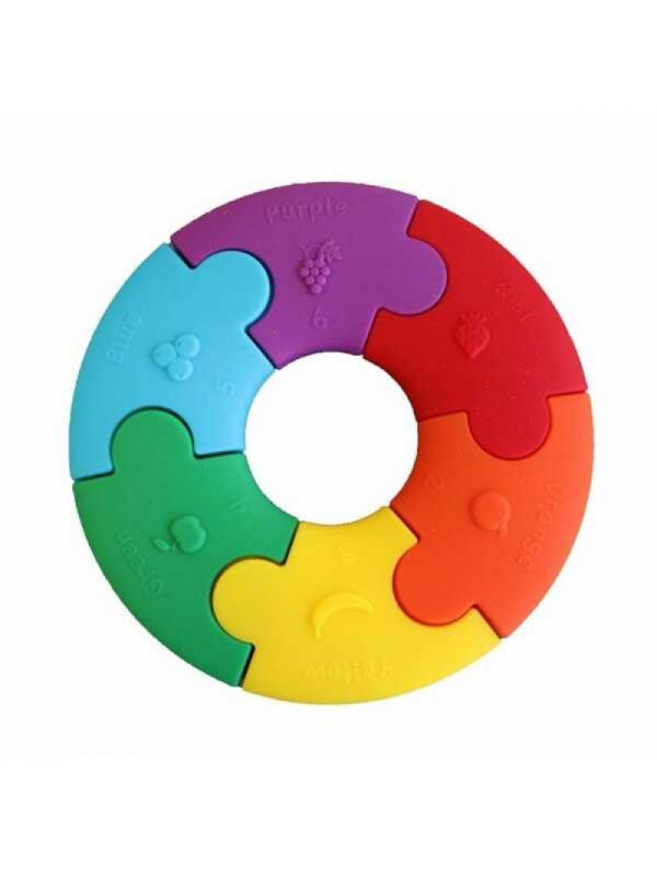 Pierwsze puzzle sensoryczne, tęczowe kółko, Jellystone Designs