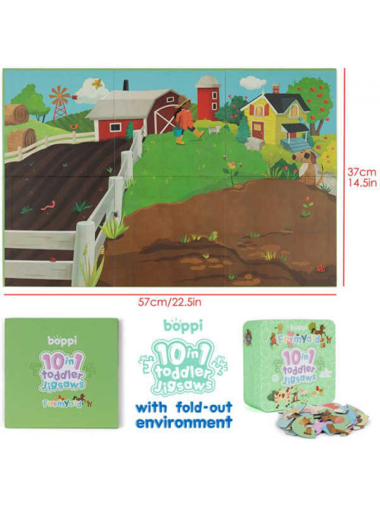 BOPPI, 10 w 1 progresywne pierwsze puzzle Farma 30 elem