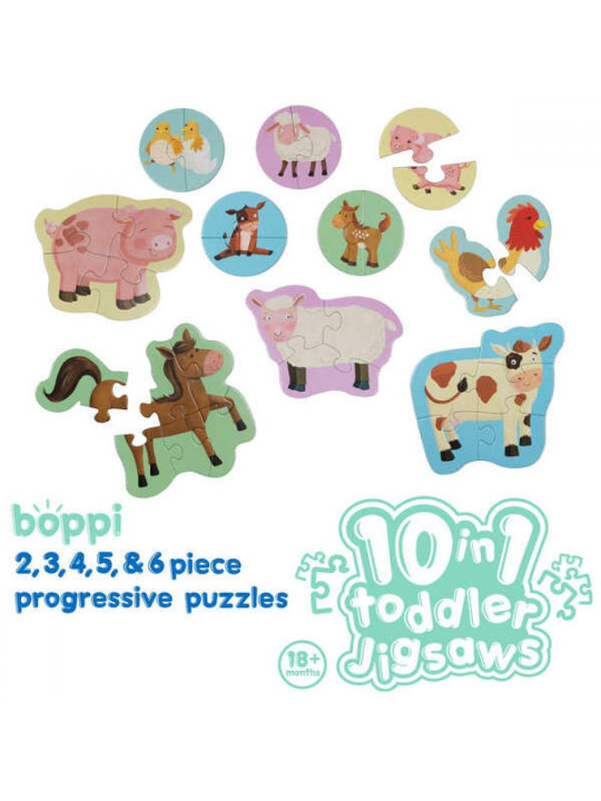 BOPPI, 10 w 1 progresywne pierwsze puzzle Farma 30 elem