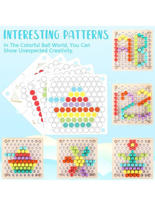 WOOPIE Kolorowe Kulki Układanka Montessori Mozaika Sorter