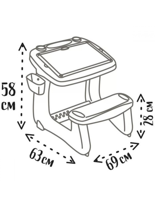 Smoby Dwustronne Biurko Ławka Tablica 2w1 + 80 akcesoriów