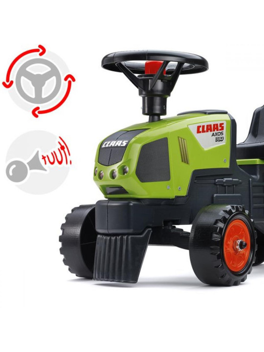 FALK Traktorek Baby Claas Axos 310 Zielony z Przyczepką od 1 roku