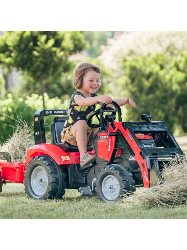 FALK Traktor Case na Pedały z Łyżką i Przyczepką Czerwony od 3 Lat