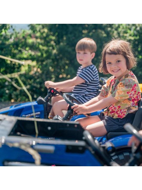 FALK Traktor New Holland Niebieski na Pedały z Przyczepką od 3 Lat