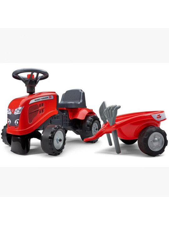 FALK Traktorek Baby Massey Ferguson Czerwony z Przyczepką + akc. Od 1 roku