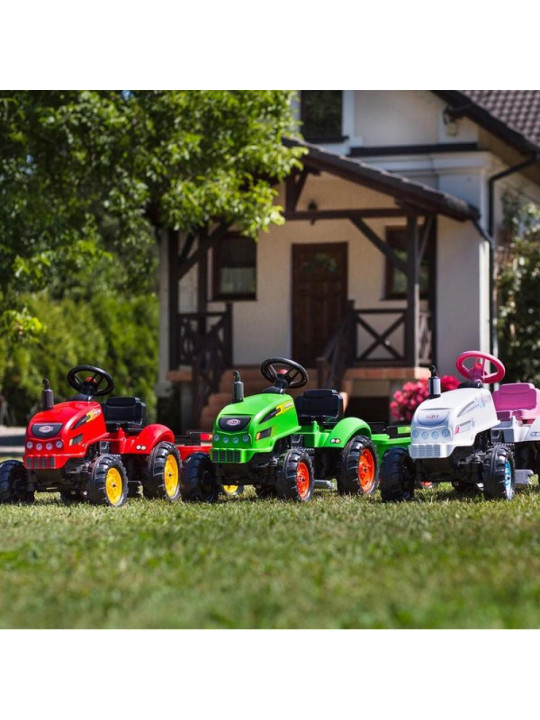 FALK Traktorek X Tractor Zielony z Przyczepką Klakson od 2 Lat