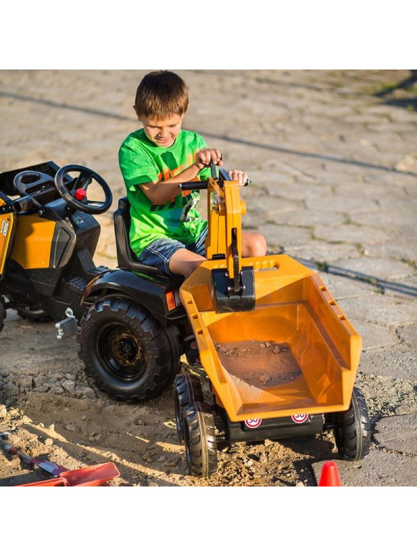 FALK Traktor Case IH Backhoe Pomarańczowy z Przyczepką Ruchoma Łyżka od 3 Lat